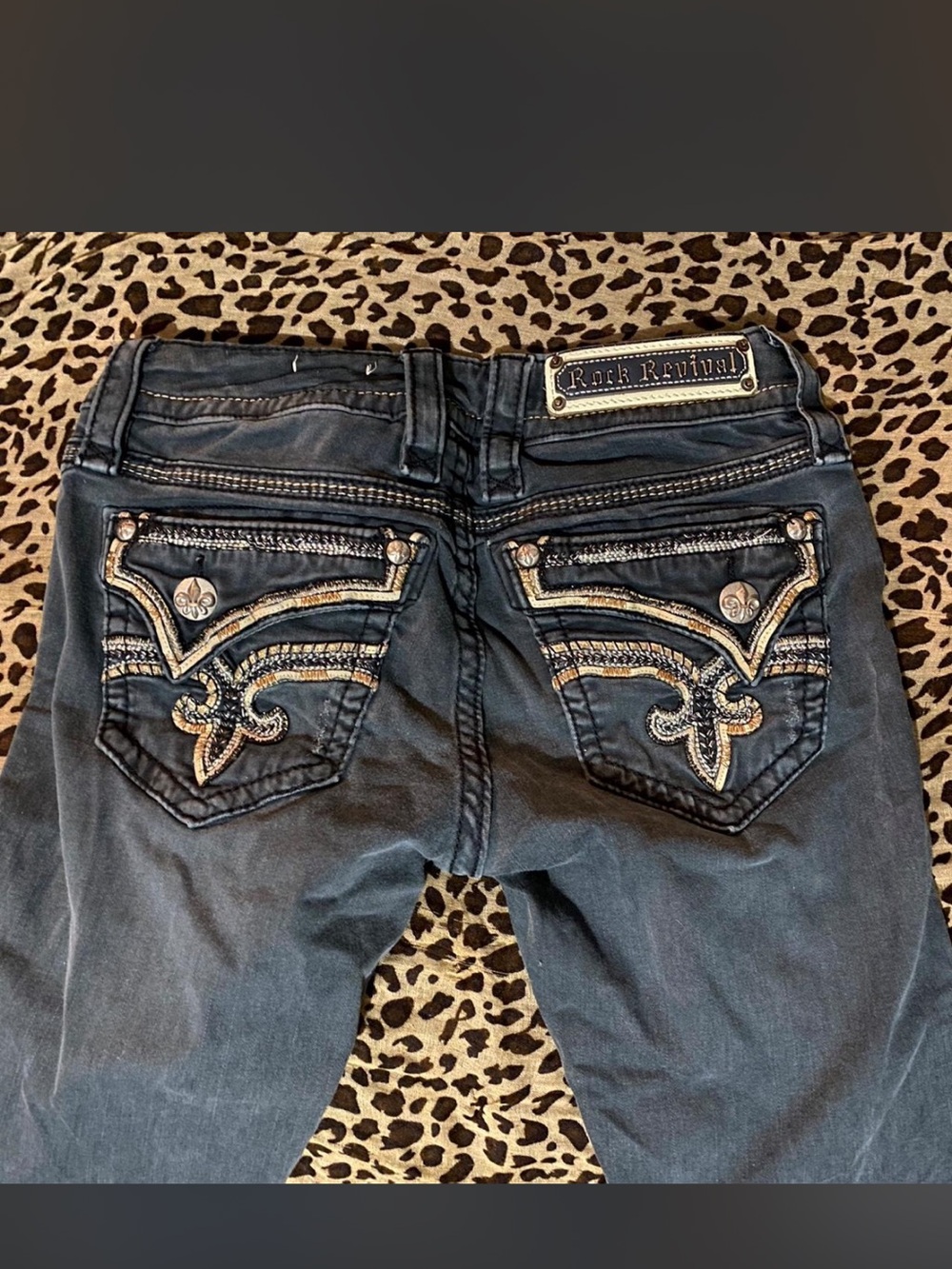 Rock Revival Women's Skinny Jeans with Tan Embroidery